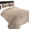 Hastings Home Hastings Home 3 Piece Sherpa/Fleece Comforter Set - Full/Queen - Taupe 833778FDU